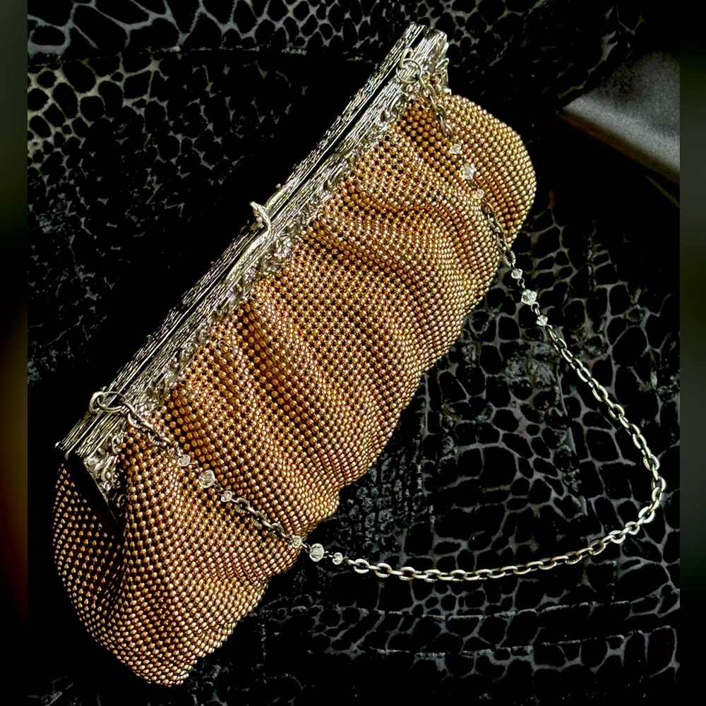Whiting & Davis crystal ball gold mesh evening bag. Used, in great condition.